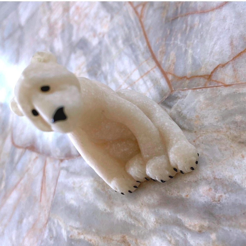 Second Nature Design Quarry Critters Paulie Polar Bear Figurine 2000 Stone Resin